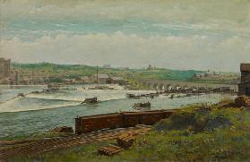 Mill Pond at Minneapolis, 1888 (oil on canvas)