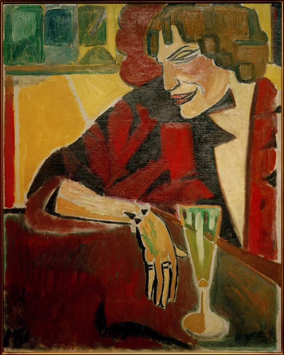 Frau mit Absinthglas de Alexis Merodack-Jeanneau