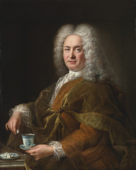 Portrait of a gentleman holding a cup of chocolate de Alexis Simon Belle