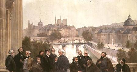 Fragment of the panorama of 'The History of the Century', with portraits of French artists and autho de Alfred Gervex