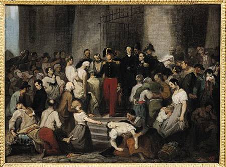 The Duke of Orleans Visiting the Sick at l'Hotel-Dieu During the Cholera Epidemic in 1832 de Alfred Johannot