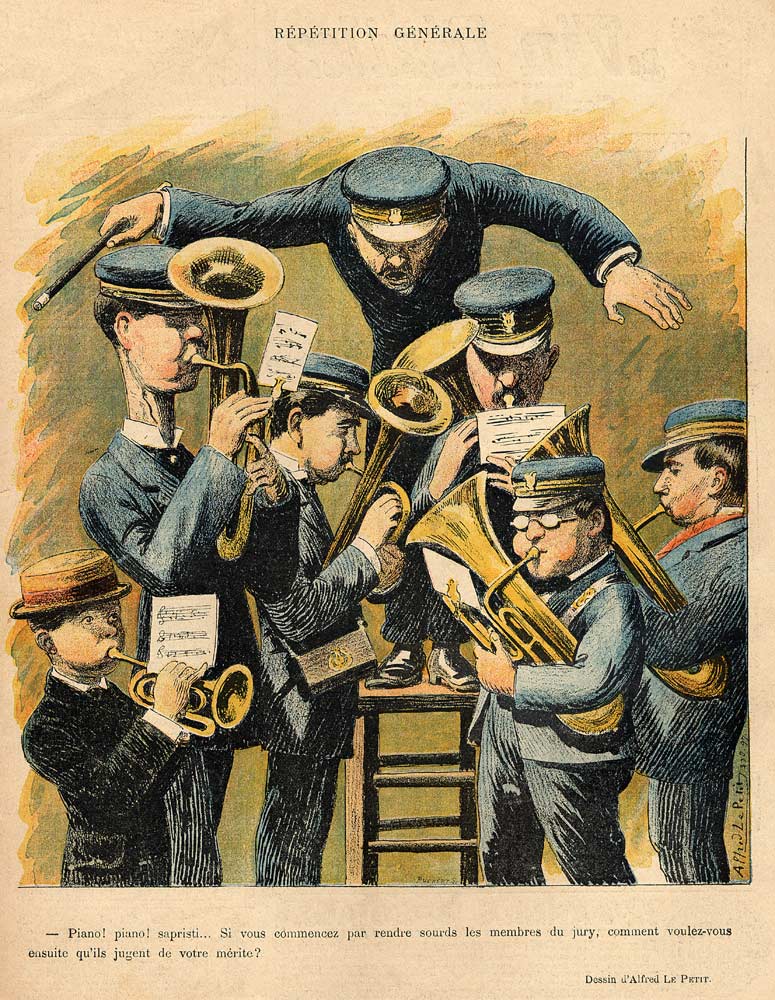 Band rehearsal, from the back cover of ''Le Rire'', 16th April 1898 de Alfred Le Petit