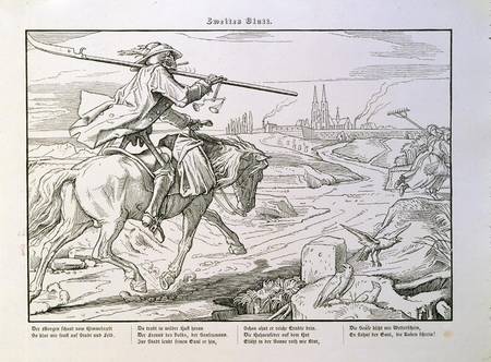Death Rides to Town, plate 2 from 'Another Dance of Death' published by Georg Wigand in Leipzig de Alfred Rethel