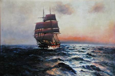 Sailing Ship at Sea de Alfred Serenius Jensen