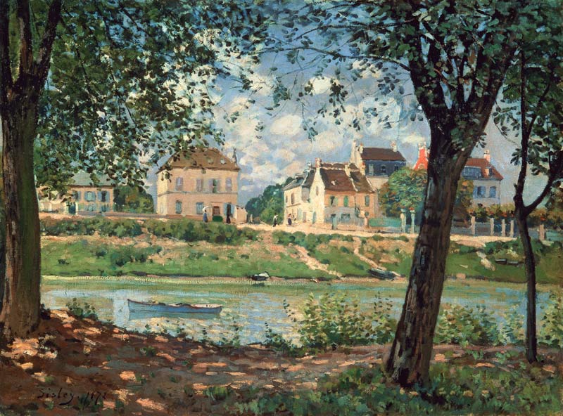 Village on the shore of his de Alfred Sisley