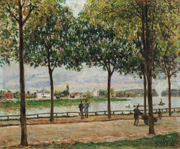 Street of Spanish Chestnut Trees by the River de Alfred Sisley