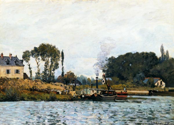 Sisley / Boats at the floodgate / 1873 de Alfred Sisley