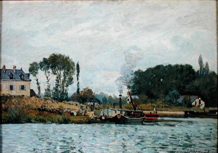 Boats at the lock at Bougival de Alfred Sisley