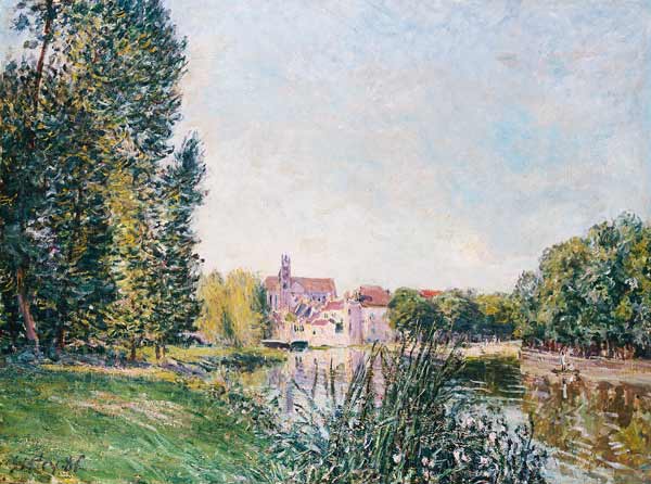Der Fluss Loing und die Kirche von Moret de Alfred Sisley