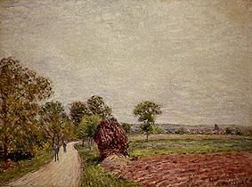Country marked-out route in the surroundings of Mo de Alfred Sisley