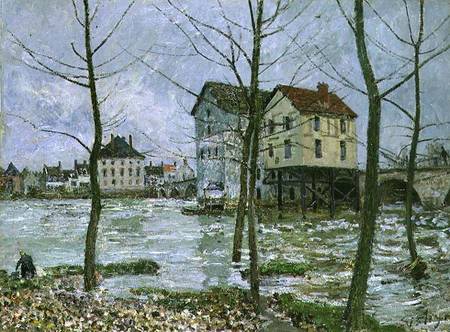 The Mills at Moret-sur-Loing, Winter de Alfred Sisley