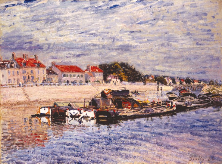 Barges on the Loing at Saint-Mammès de Alfred Sisley