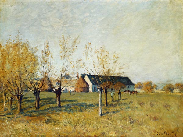 Bauernhof bei Trou d'Enfer an einem Herbstmorgen de Alfred Sisley