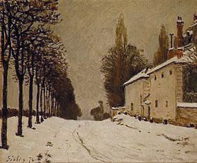 Snow-covered Strasse at Louveciennes. de Alfred Sisley