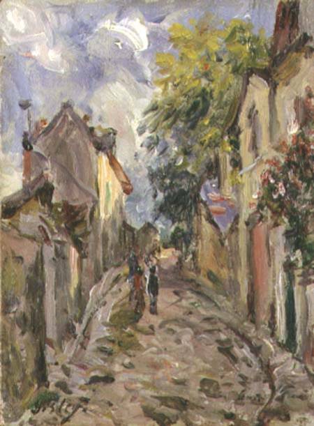 Village Street Scene (panel) de Alfred Sisley