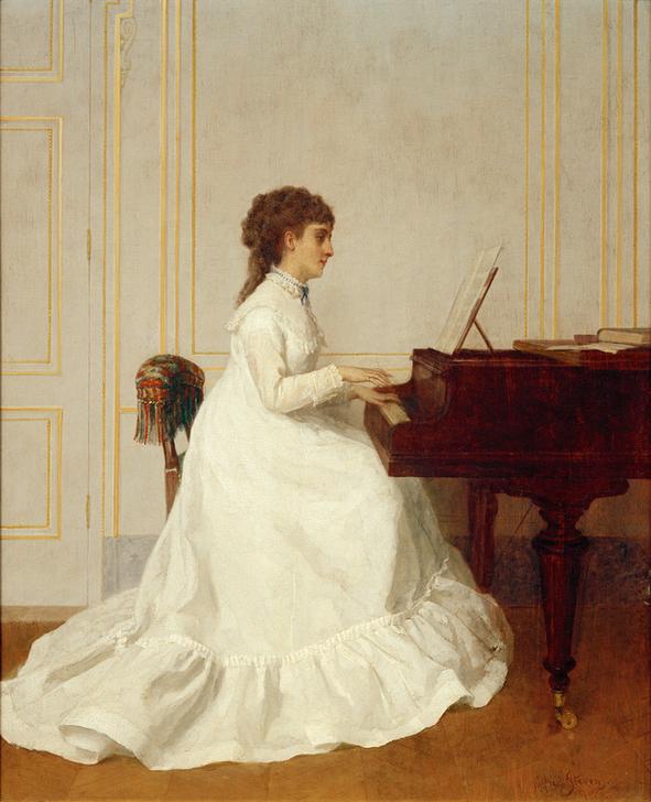 Eva Gonzalès at the piano de Alfred Stevens