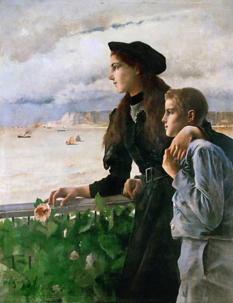 Frere et soeur devant la mer a Hon– fleur de Alfred Stevens