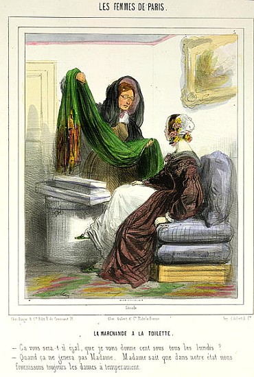 The Cloth Seller, plate 5 from ''Les Femmes de Paris'', 1841-42 de Alfred Andre Geniole