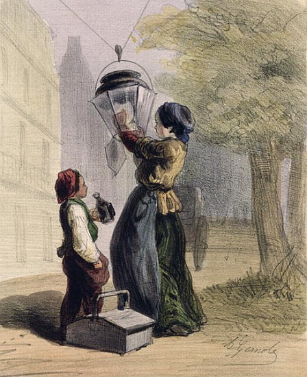 The Lamplighter, from ''Les Femmes de Paris'', 1841-42 de Alfred Andre Geniole
