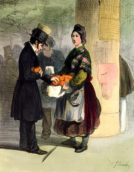 The Orange Seller, from ''Les Femmes de Paris'', 1841-42 de Alfred Andre Geniole