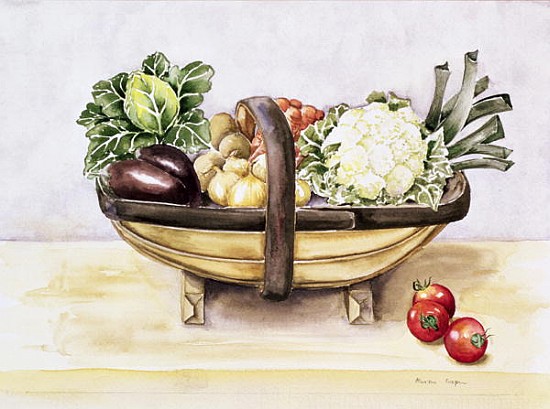Still life with a trug of vegetables, 1996 (w/c)  de Alison  Cooper