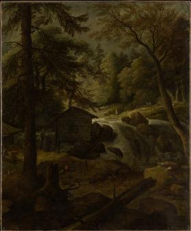 Norwegian Landscape with Watermill on a Stream