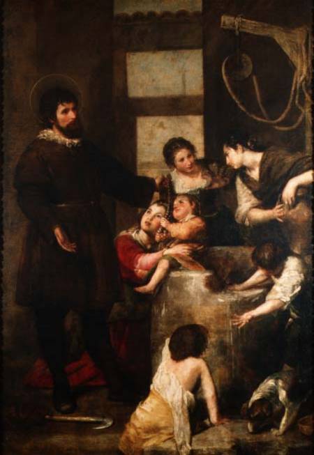 St. Isidore saves a child that had fallen in a well de Alonso Cano
