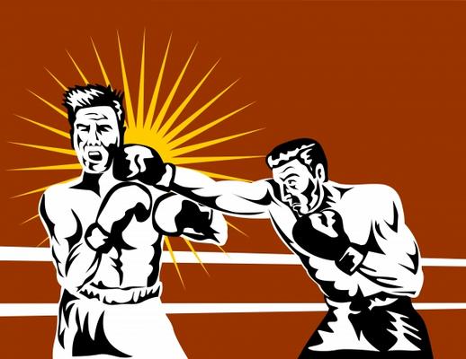 Boxer connecting a knockout punch de Aloysius Patrimonio