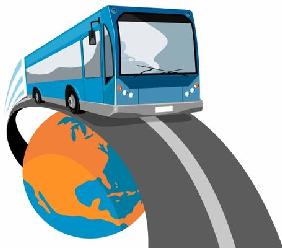 Bus traveling off the globe