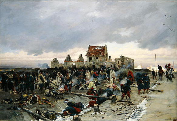 Bivouac at Le Bourget after the Battle of 21st December 1870, 1872 (oil on canvas) de Alphonse Marie de Neuville
