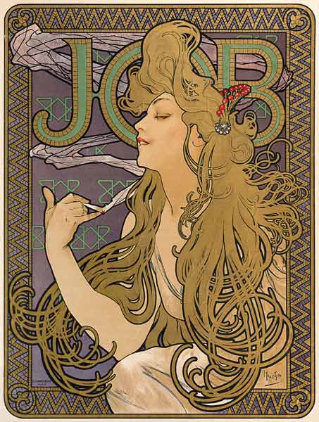 Poster for the cigarette brand job. de Alphonse Mucha