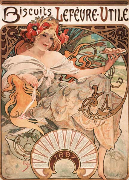 Biscuits Lefevre-Utile, 1896. (Plakat und Jahreskalender 1897).  de Alphonse Mucha