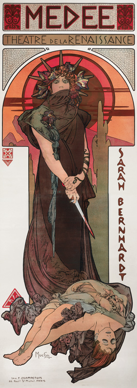 Médée, poster for Sarah Bernhardt's and the Théatr de Alphonse Mucha