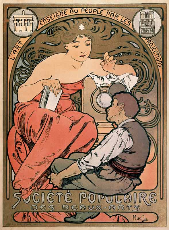 Poster for the Societe Populaire des Beaux Arts de Alphonse Mucha