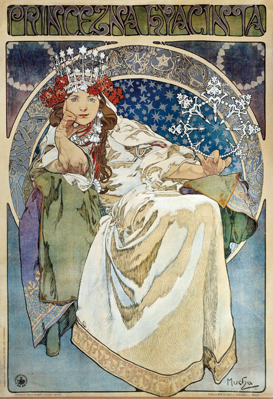 Poster by Alphonse Mucha (1860-1939) for the creation of the Ballet “Princess Hyacinthe”” by Oskar N de Alphonse Mucha
