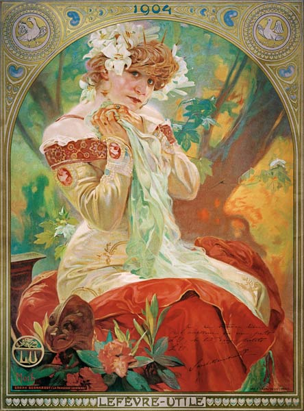 Sarah Bernhardt (1844-1923) Lefevre-Utile de Alphonse Mucha