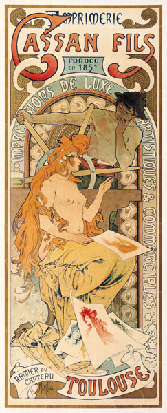 Technik / Graphisches Gewerbe: - ''Imprimerie Cassan Fils''. - Plakat, 1896. Graph.Gestaltung: Alfon de Alphonse Mucha