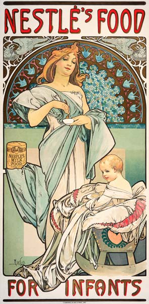 Nestle''s Food for Infants. Plakat, 1897, fuer Babynahrung der Firma Nestle. de Alphonse Mucha