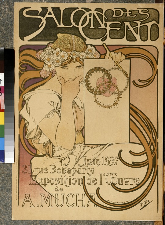 Poster for the A. Mucha's exhibition in the Salon des Cent de Alphonse Mucha