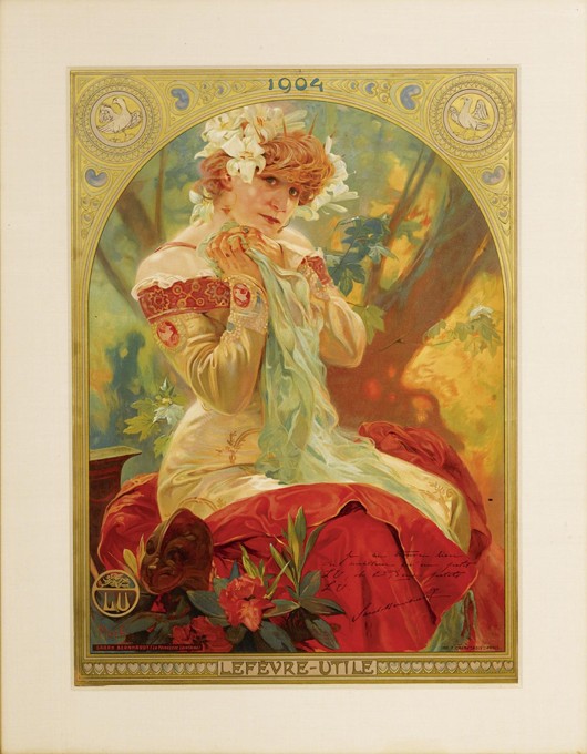 Poster for Lefèvre-Utile. Sarah Bernhardt in the role of Melissinde in "La Princesse Lointaine" by E de Alphonse Mucha