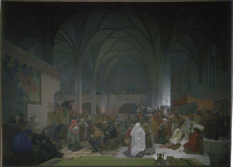 The Slavonic epic poem: The sermon Jan Hus ' in th de Alphonse Mucha