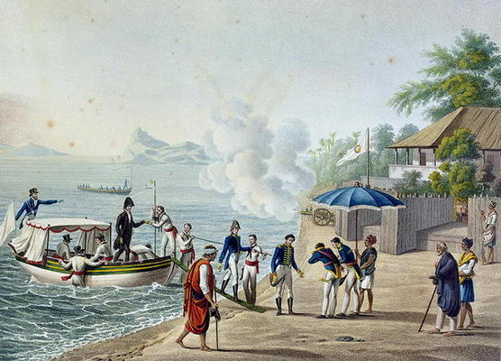 View of Our First Landing at the Portuguese Establishment at Dille, Timor, from 'Voyage Autour du Mo de Alphonse Pellion