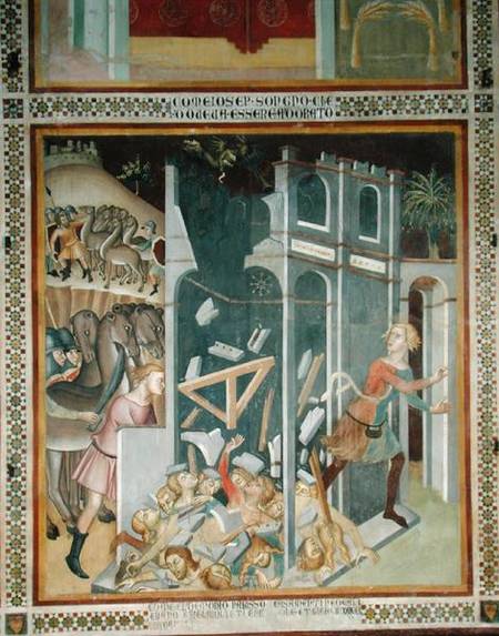 The Destruction of the House of Job and the Theft of his Herd by the Sabians de also Manfredi de Battilori Bartolo di Fredi