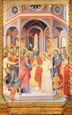 Triptych of the Coronation of the Virgin, left wing depicting the Marriage of the Virgin (oil on pan de also Manfredi de Battilori Bartolo di Fredi