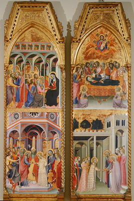 Triptych of the Coronation of the Virgin, left and right panels (oil on panel) de also Manfredi de Battilori Bartolo di Fredi