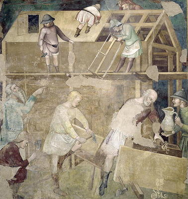 Noah Building the Ark, 1356-67 (fresco) de also Manfredi de Battilori Bartolo di Fredi