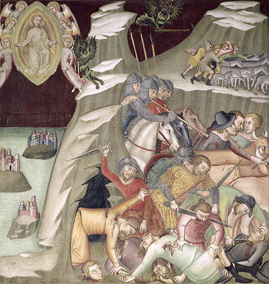 The Massacre of the Servants and Herdsmen of Job, 1356-67 (fresco) de also Manfredi de Battilori Bartolo di Fredi