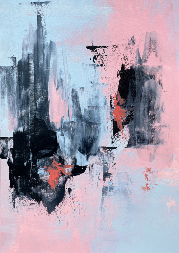 Pink and Grey Abstract 3 de Alyson Storms