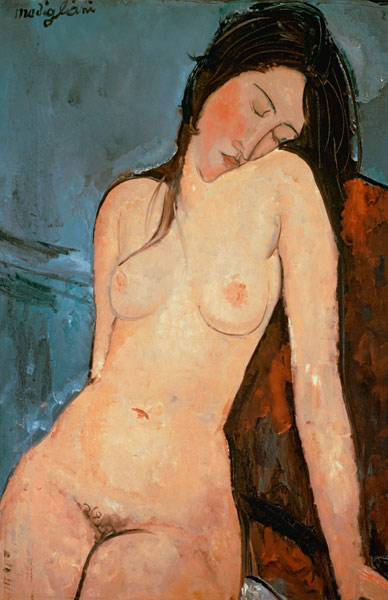 Detalle de una mujer desnuda sentada de Amadeo Modigliani