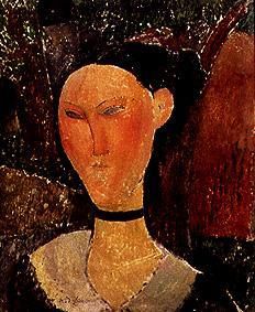 Young woman with velours collar. de Amadeo Modigliani